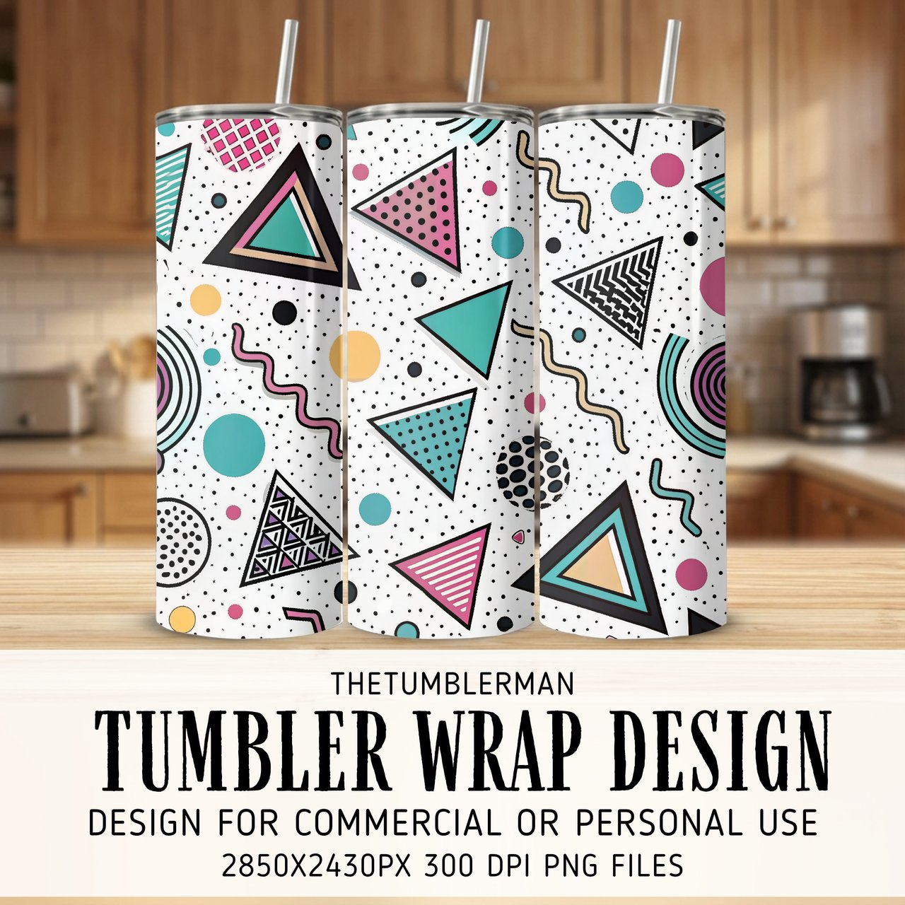 Retro Pop Geometric Digital Design Size Bundle Png