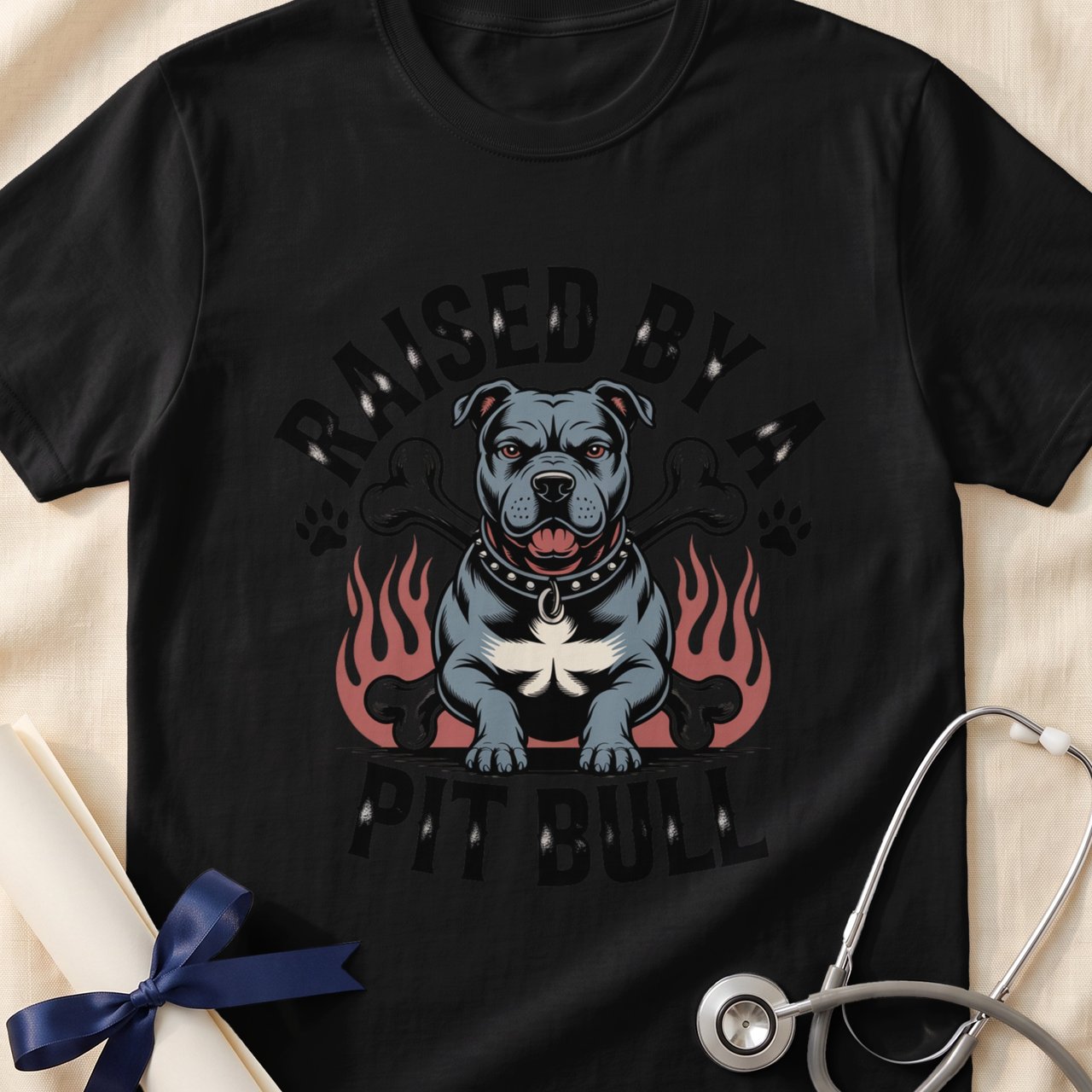 Raised By A Pit Bull Tee | Pit Bull Lover Shirt | Pittie Shirt | Bully Breed Gift