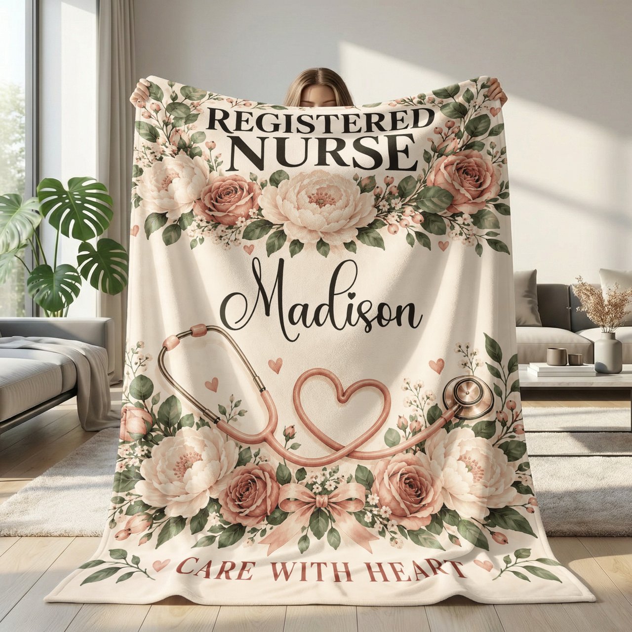 Registered Nurse Floral Blanket