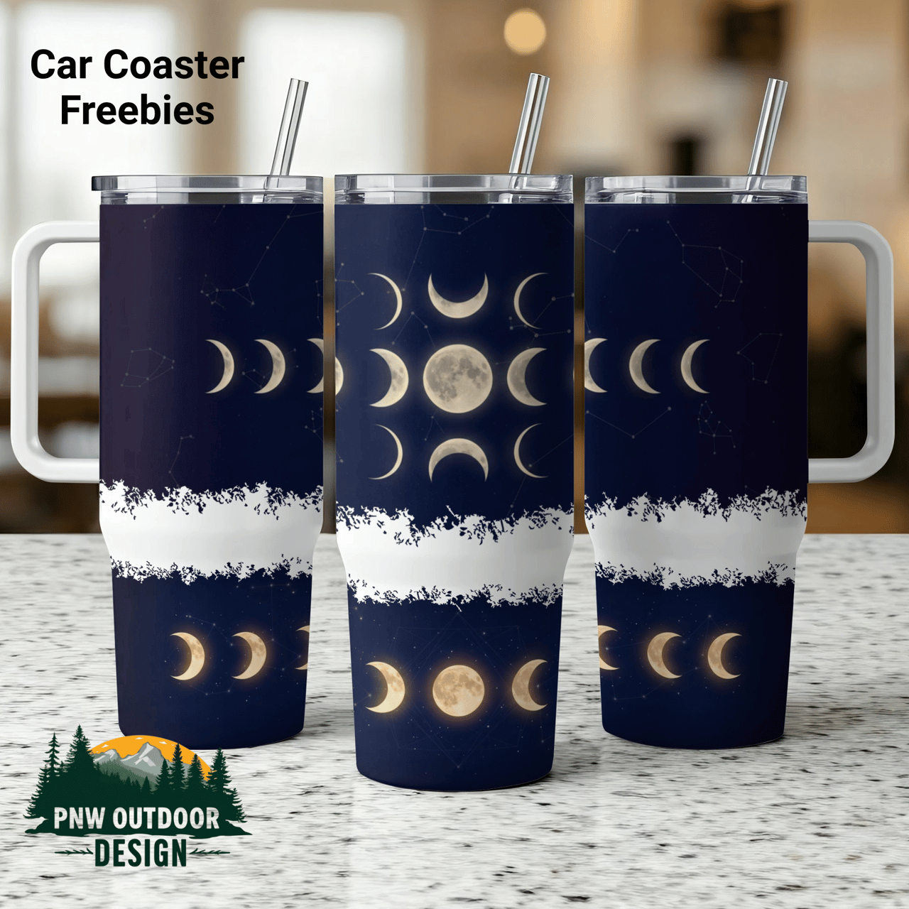 Moon Phases 40oz Tumbler Wrap, Celestial Seamless Digital Design, Distressed Tapered Full Moon Astrology Night Sky Sublimation Digital