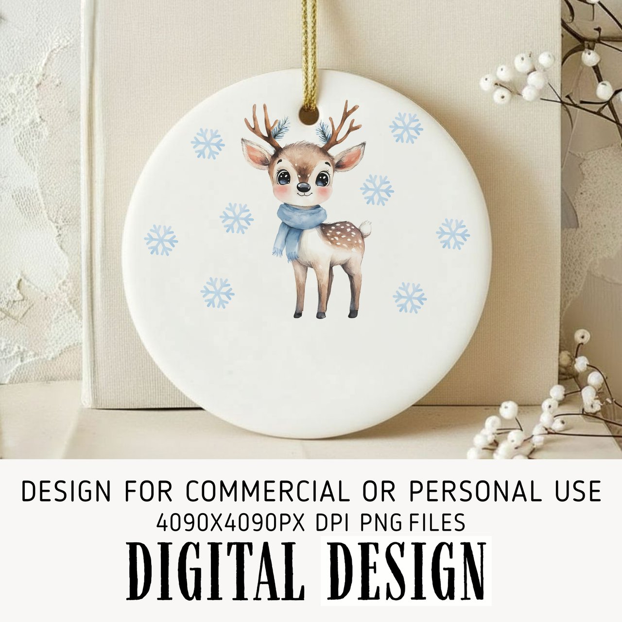 Baby Deer First Christmas Digital Ornament