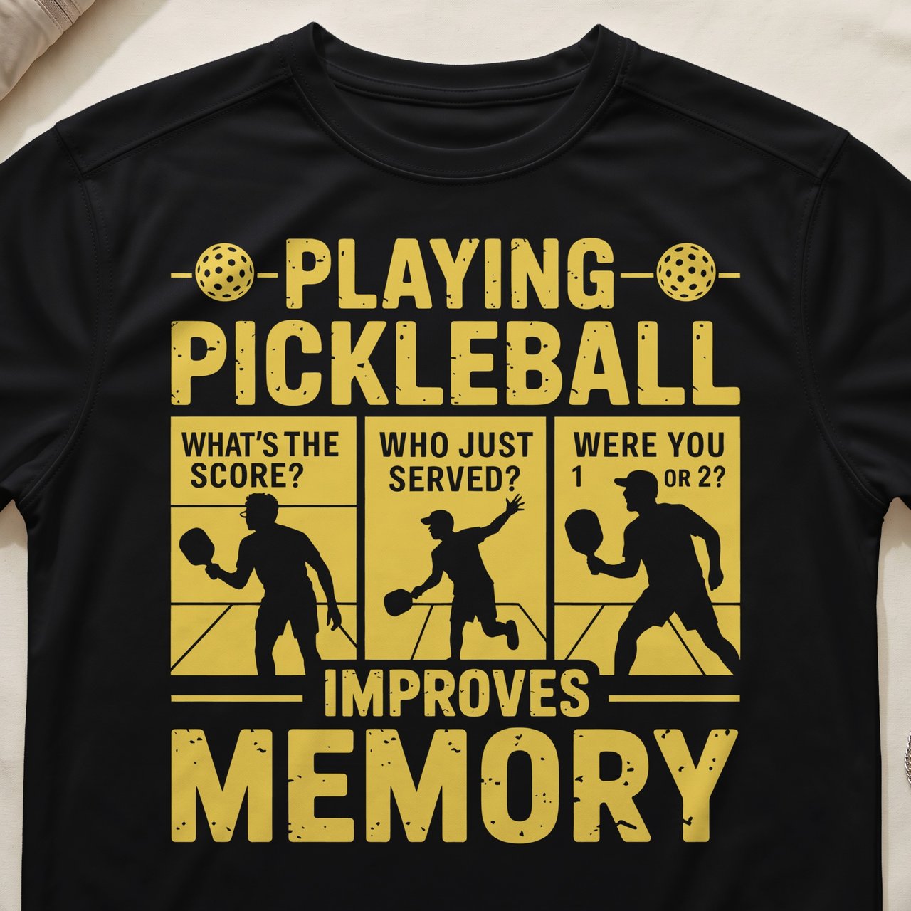 Pickleball Sport-Tek Performance Tee, Playing Pickleball Improves Memory, Funny Pickleball Court Apparel