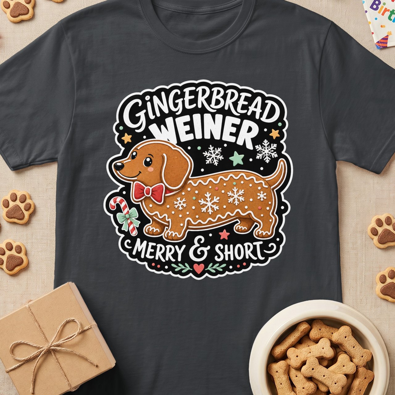 Gingerbread Weiner Merry & Short T-Shirt