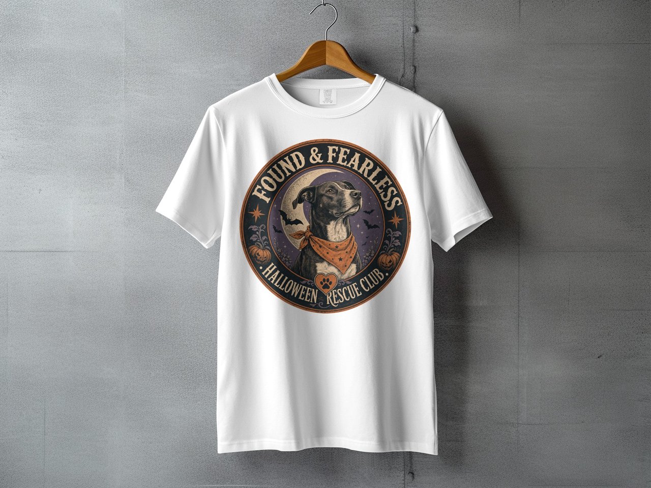 Found & Fearless Halloween Rescue Club Dog Lover T-Shirt | Vintage Spooky Dog Mom Tee | Retro Pet Adoption Gift Shirt