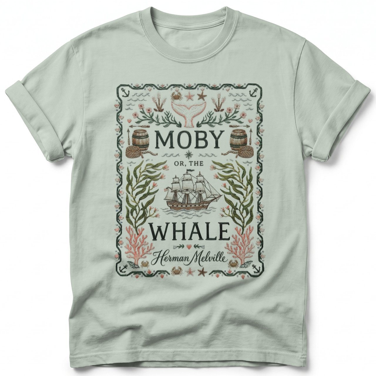 Moby Dick Embroidered Book Cover Tee