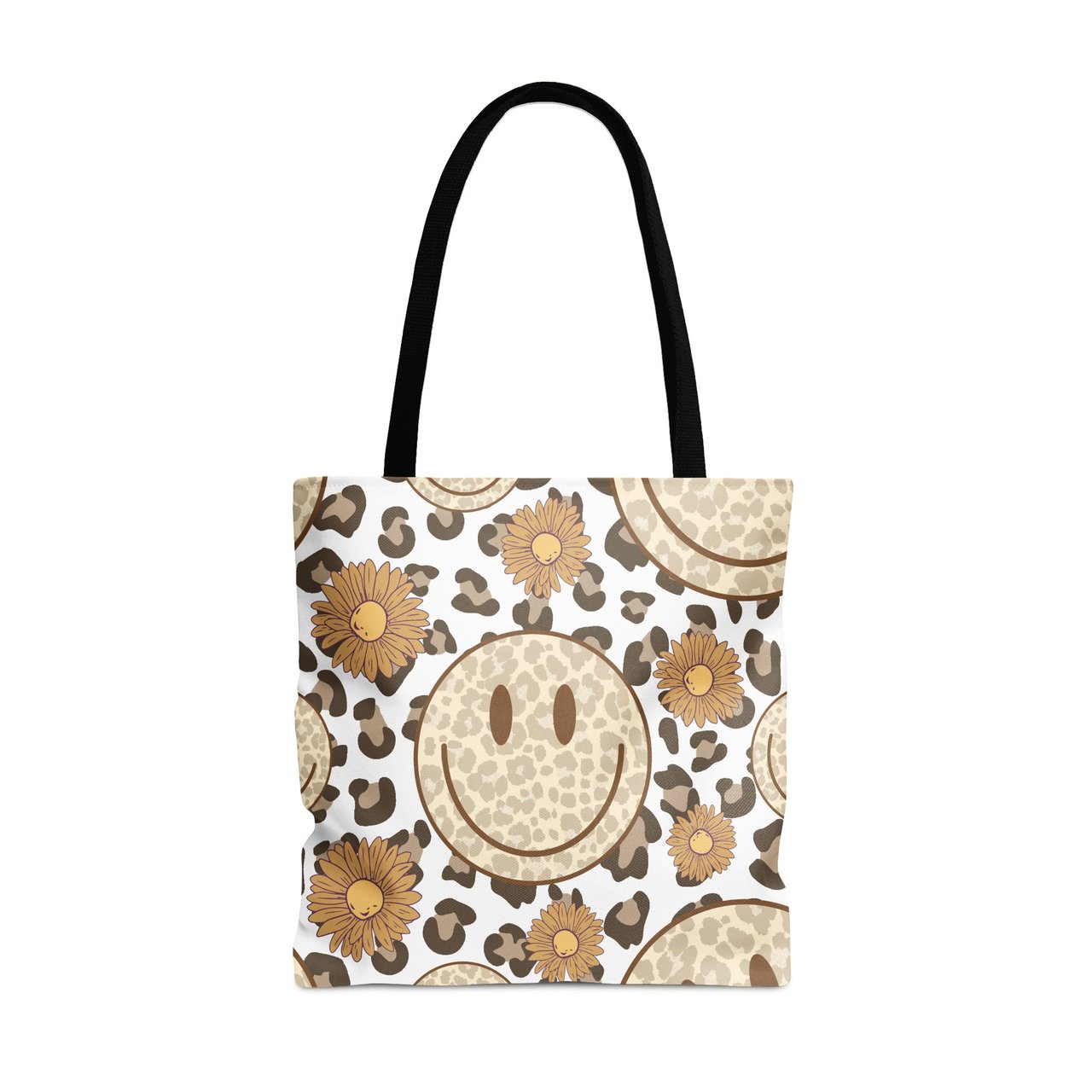 Cheetah Leopard Print Smiley Face Tote Bag & Phone Case - Retro Trendy Happy Face Daisy Flower Groovy Gift