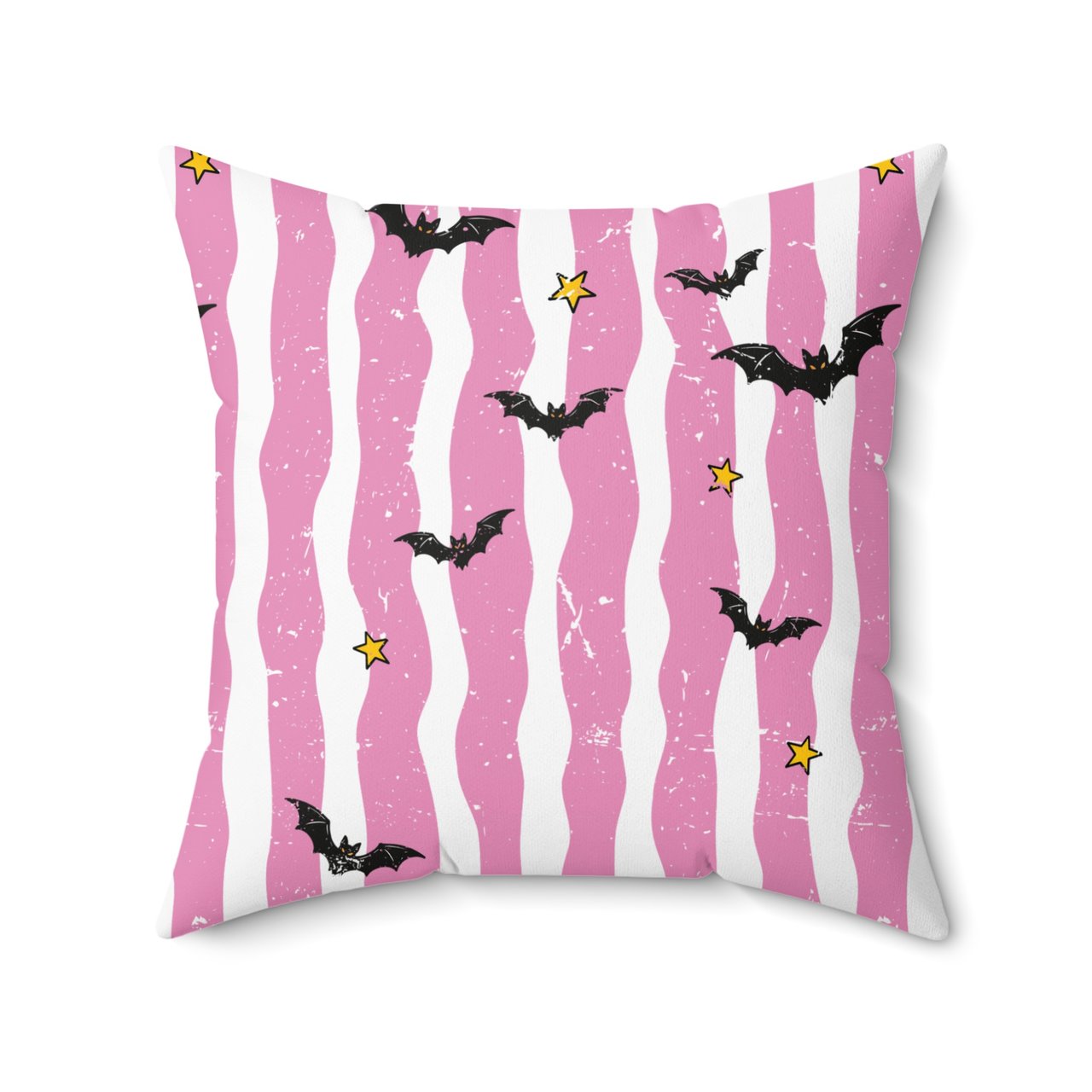 Spooky Cute Bat Pink Stripe Pillow Case or Table Runner | Distressed Grunge Halloween Home Decor Gift