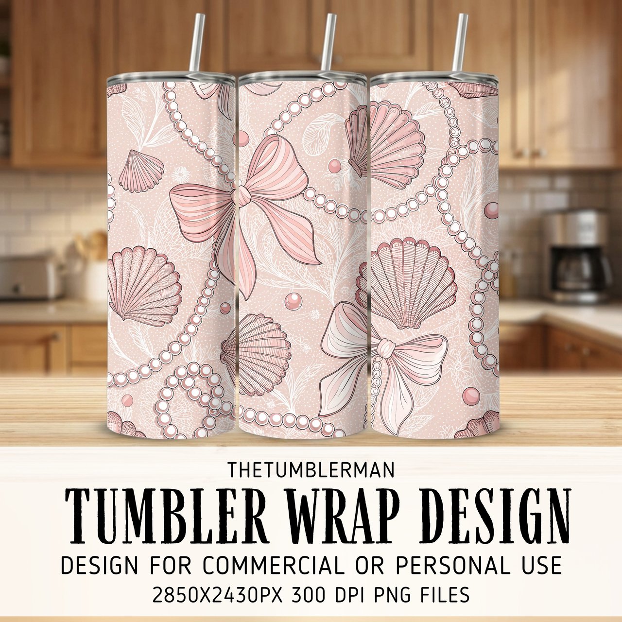 Blush Pearl & Seashell Digital Motif Size Bundle Png