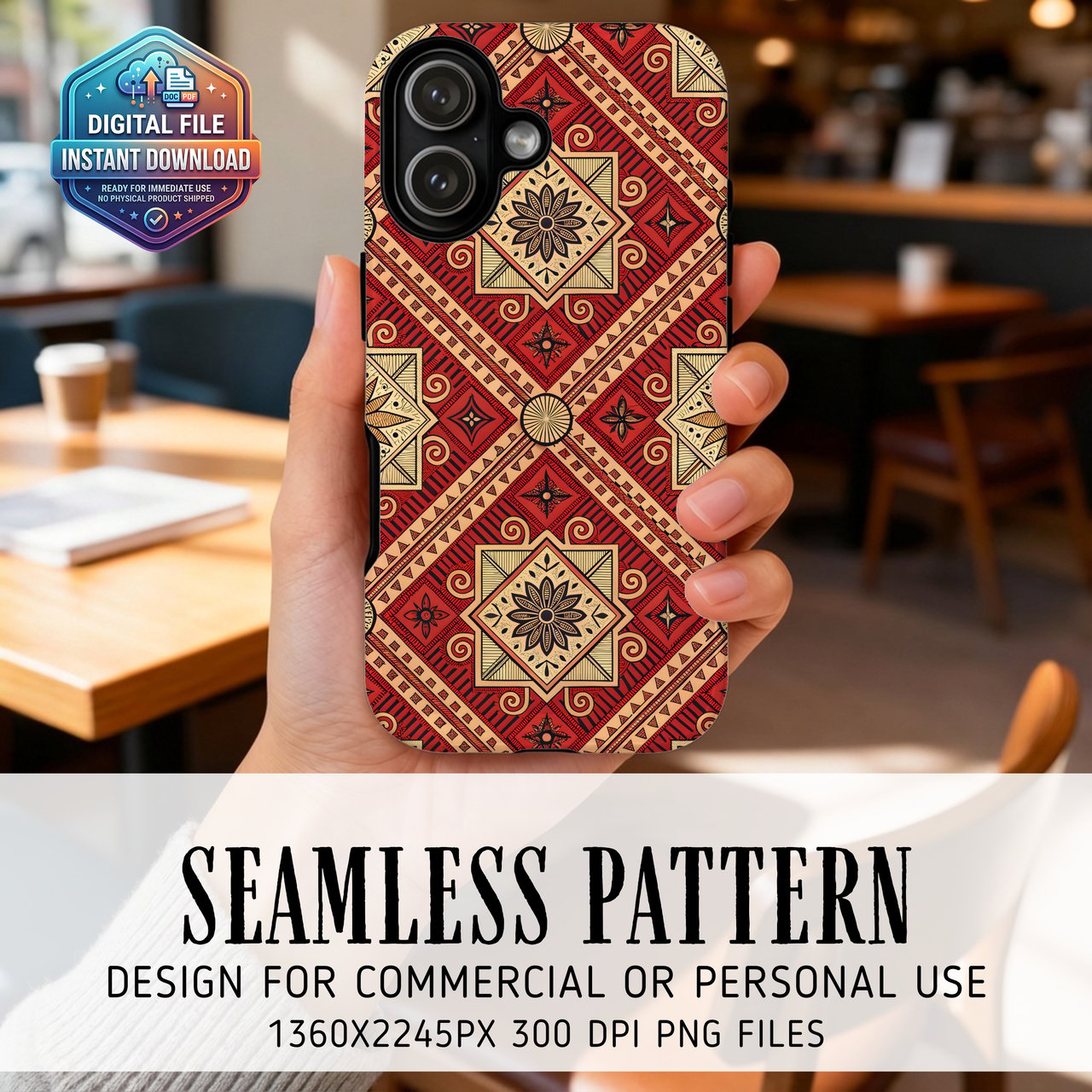 Boho Folk Tile Phone Case Design