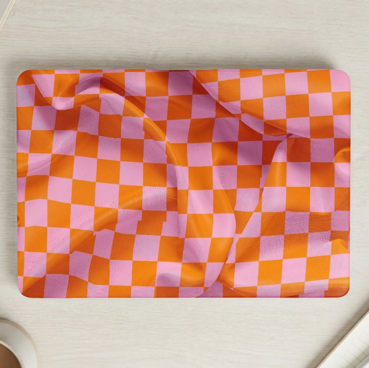 Pink Orange Checkered Laptop Case