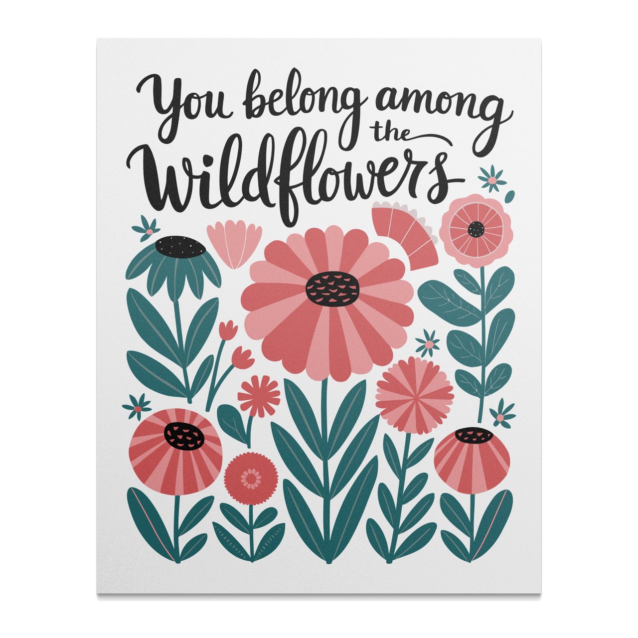 Wildflower Wall Art, Floral Poster Print, Botanical Home Decor, Inspirational Quote, You Belong Among Wildflowers, Nature Wall Decor