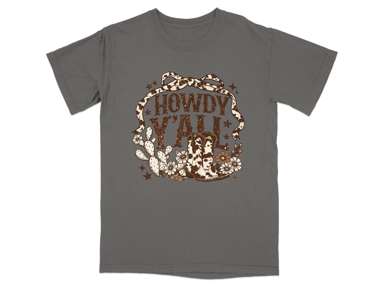"Howdy Y'all" Boots & Cactus Graphic T-Shirt