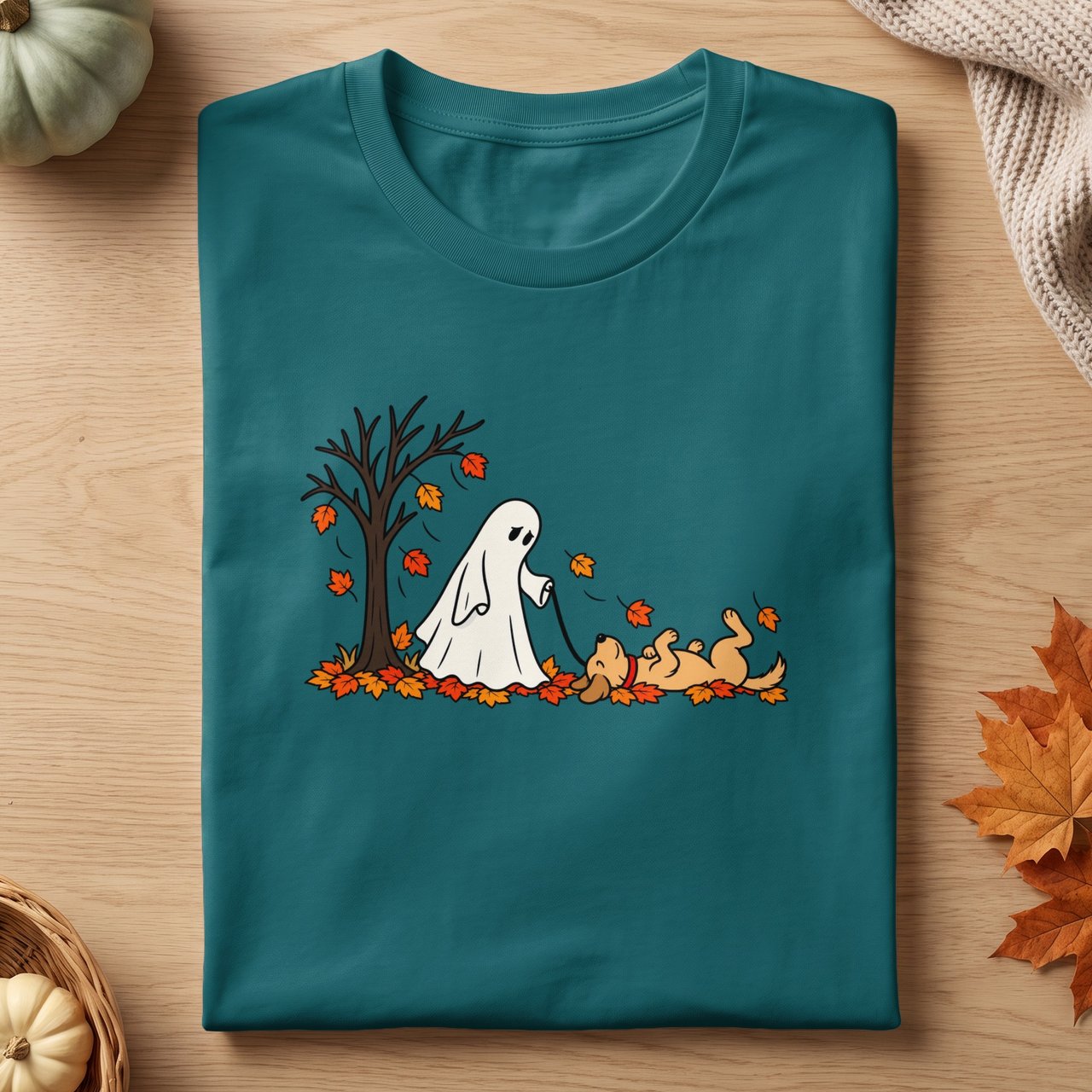 Ghost Walking Dog Autumn Tee