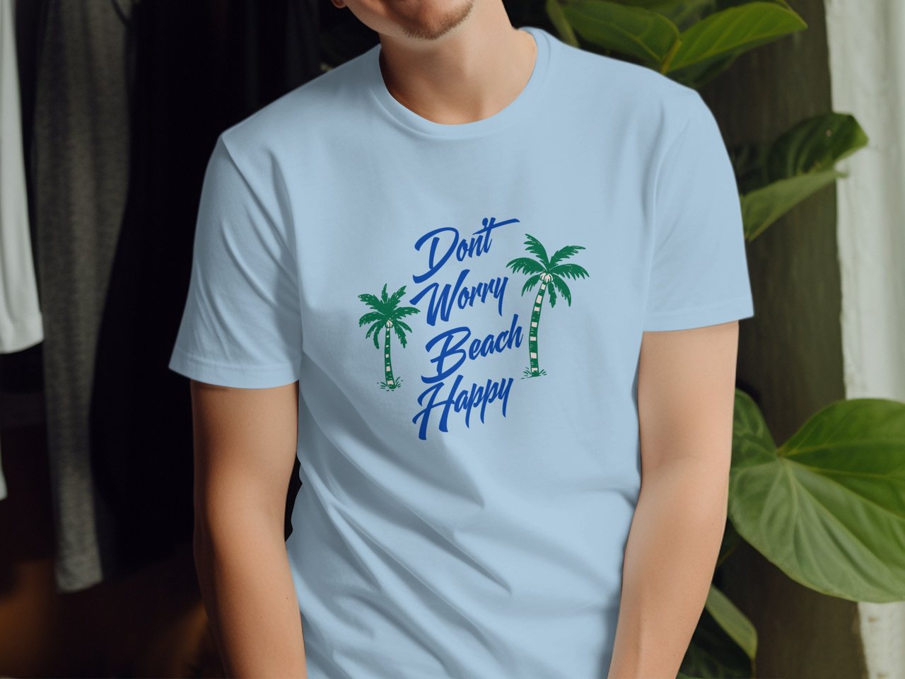Don't Worry Beach Happy Road Trip T-Shirt, Palm Tree Beach Graphic Shirt, Cruise Getaway T-Shirt, Summer Beach Trip Tee