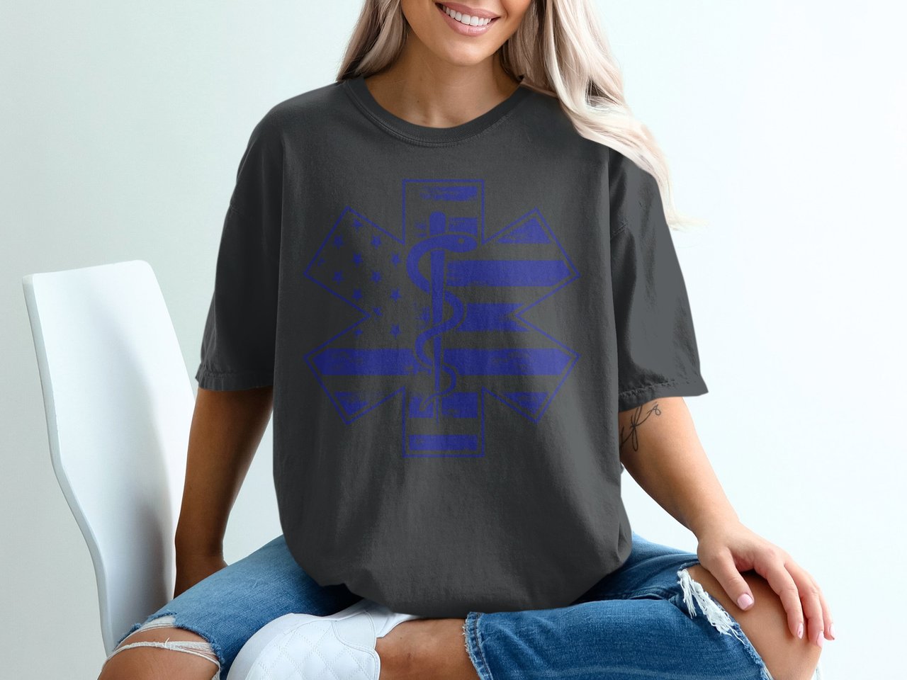 Distressed Star of Life Graphic T-Shirt