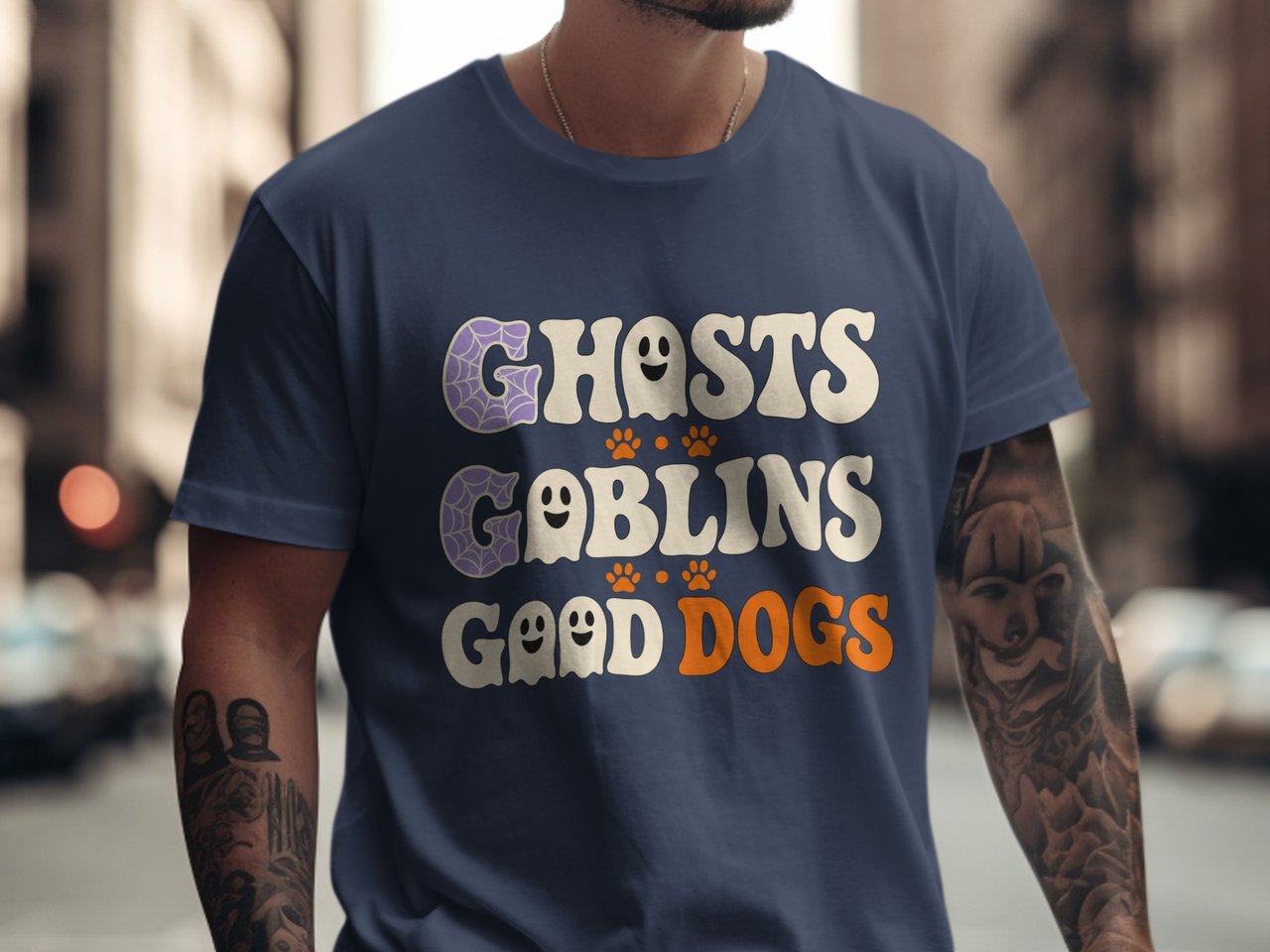 Ghosts Goblins Good Dogs Retro Halloween Dog T-Shirt | Spooky Season Dog Lover Tee | Vintage Fall Pet Owner Gift