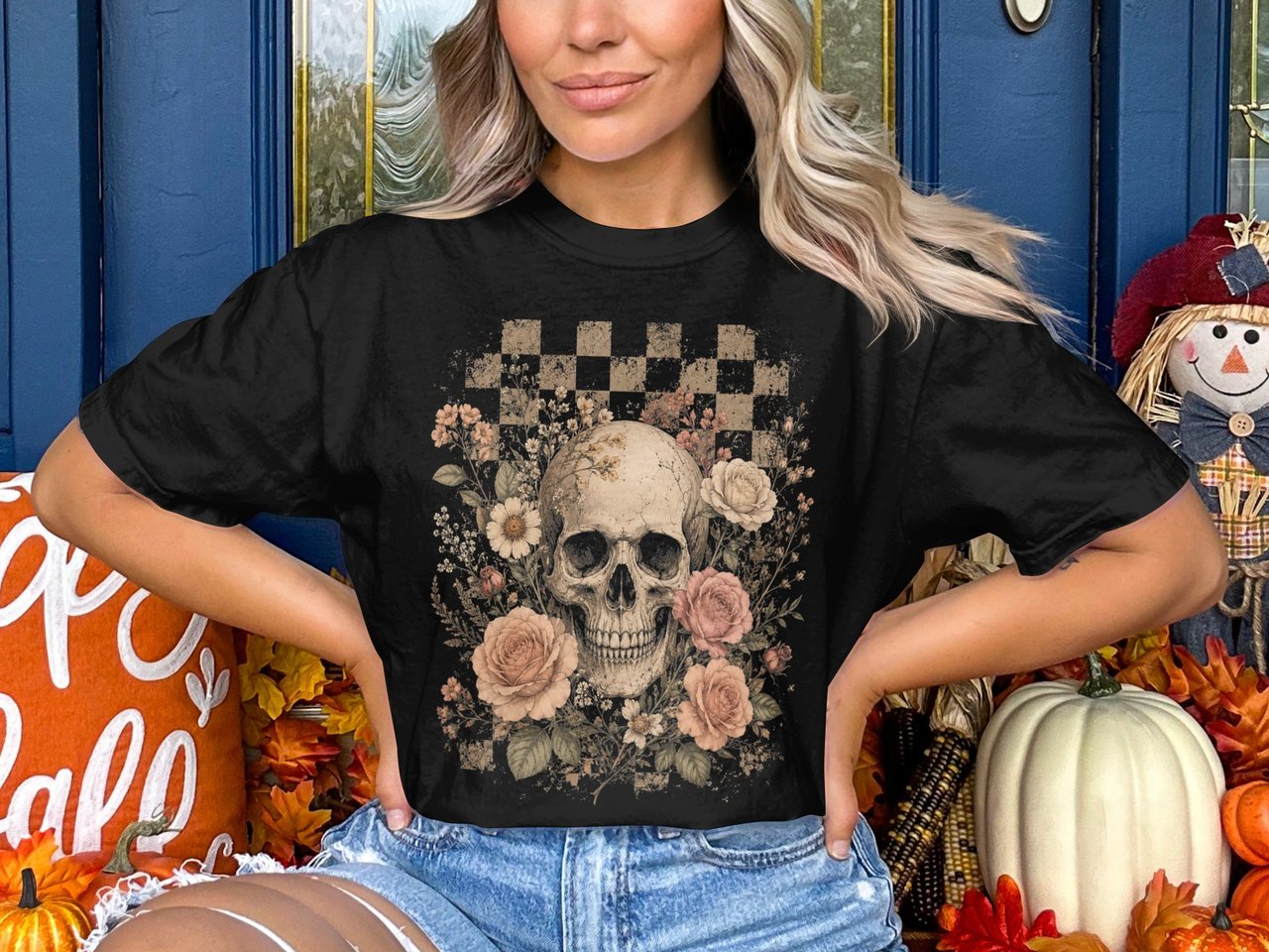 Vintage Floral Skull Tee