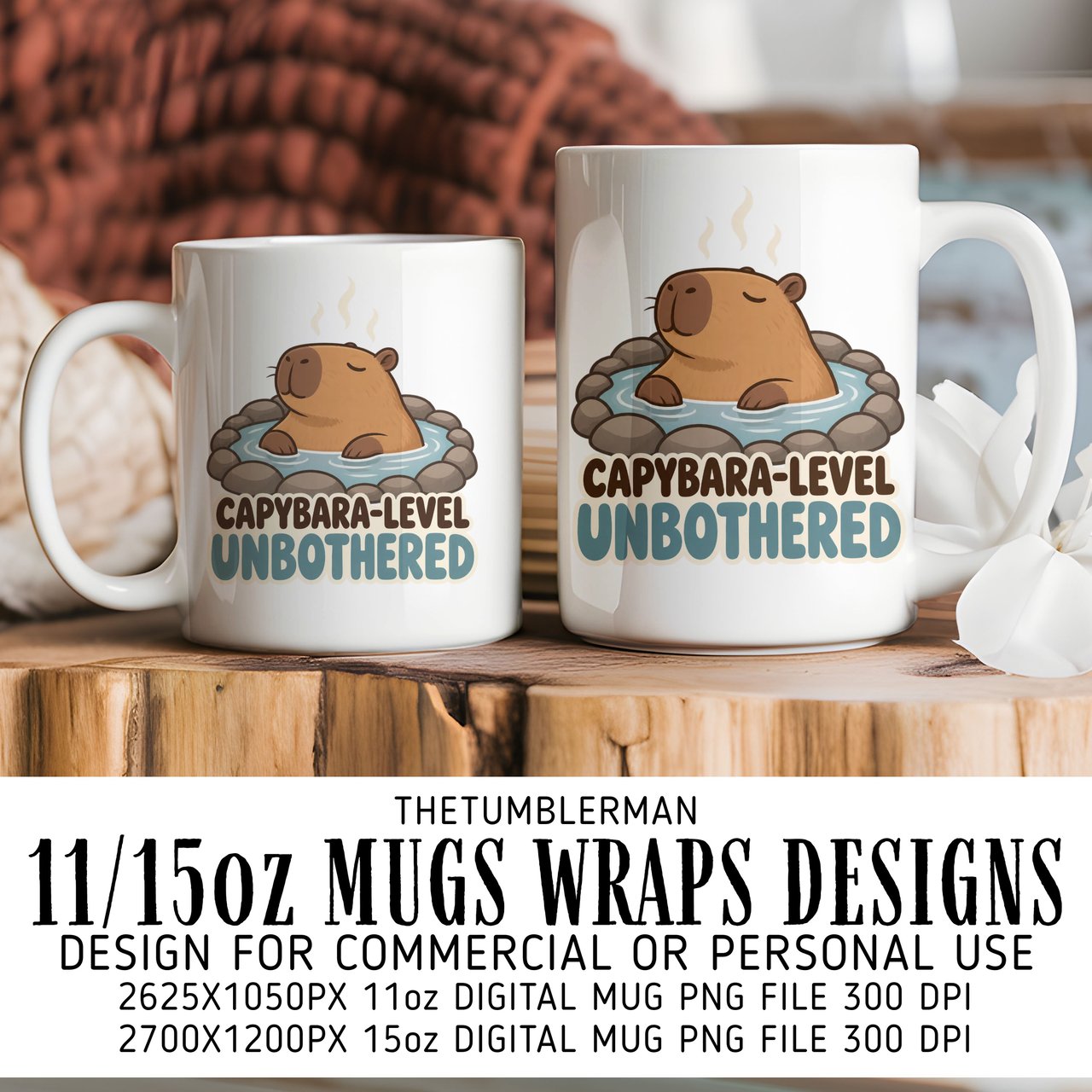 Capybara Unbothered Digital Mug Wrap