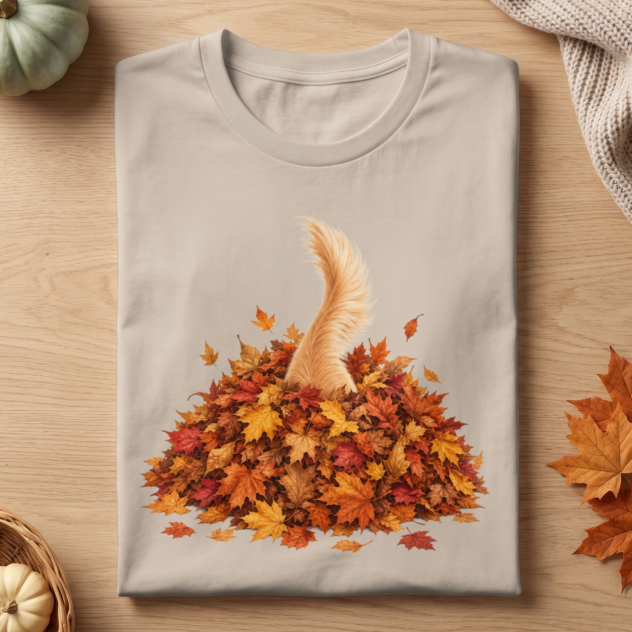Dog Tail in Leaf Pile Tee