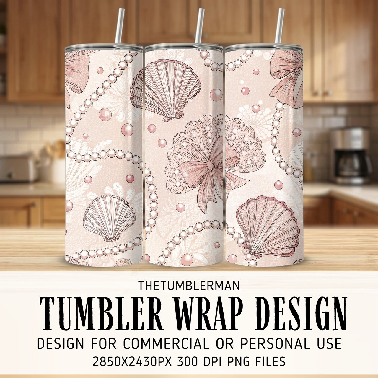 Coquette Pearl & Seashell Digital Pattern Size Bundle Png