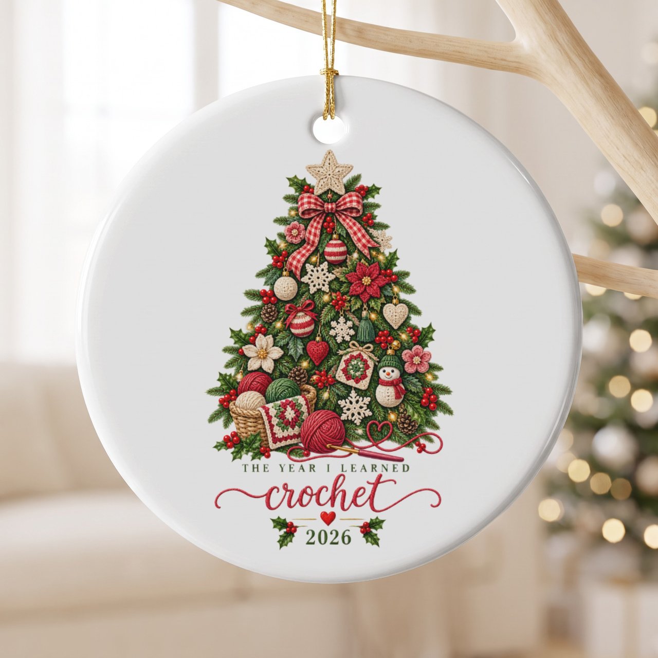 Crochet Christmas Ornament 2026, The Year I Learned Crochet Keepsake, Yarn Lover Tree Decor, Holiday Crafting Gift for Crocheter