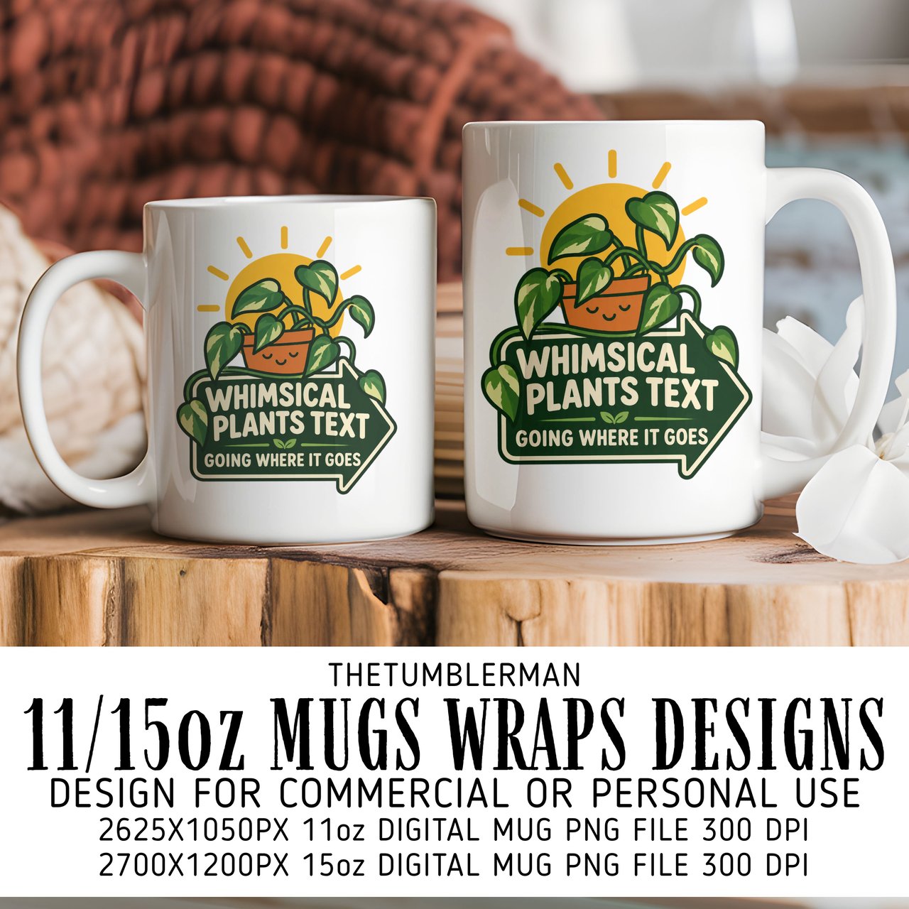 Whimsical Plant Digital Mug Wrap