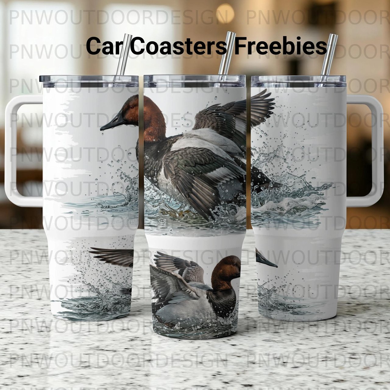 Duck Tumbler Wrap 40oz Sublimation Design, Canvasback Duck Hunting PNG Digital Download, Waterfowl Tumbler Wrap with Free Car Coaster