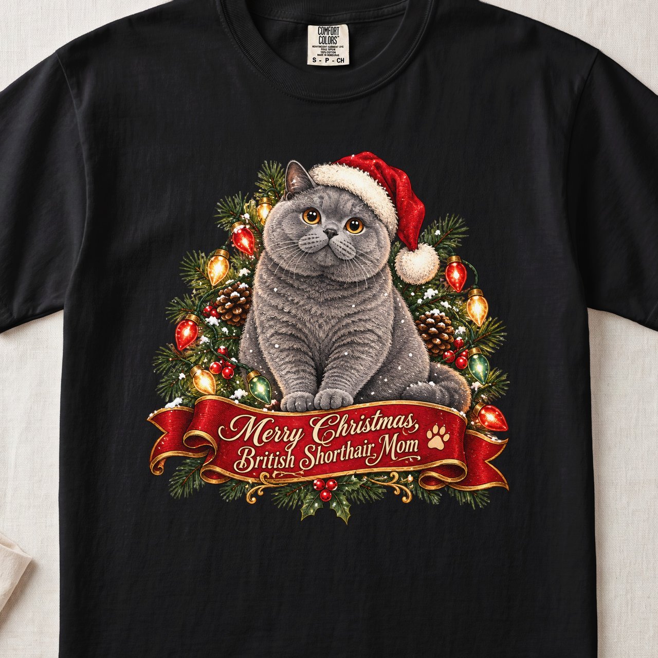 Merry Christmas British Shorthair Mom Shirt – Holiday Cat Tee
