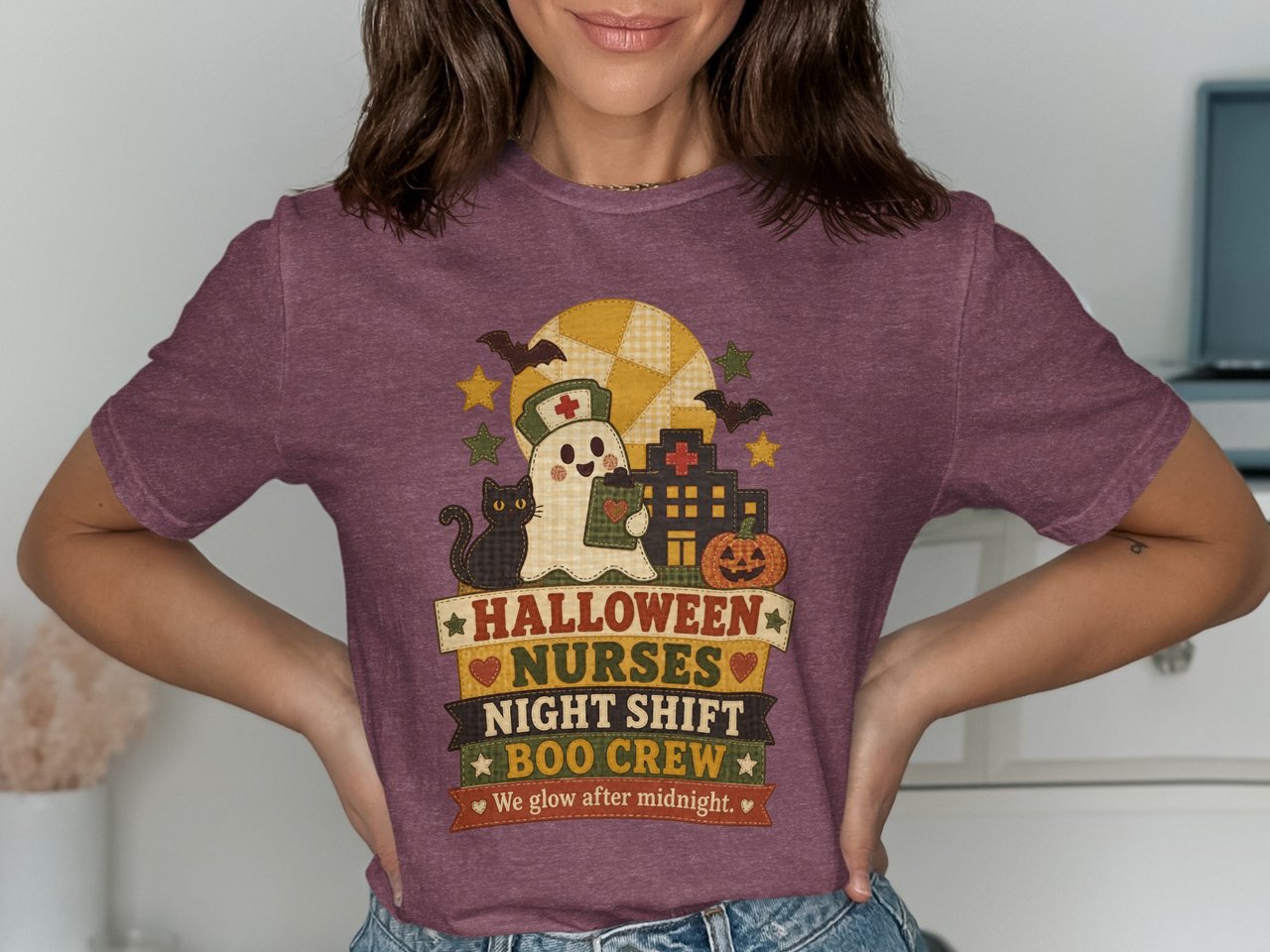 Halloween Nurse Boo Crew Tee