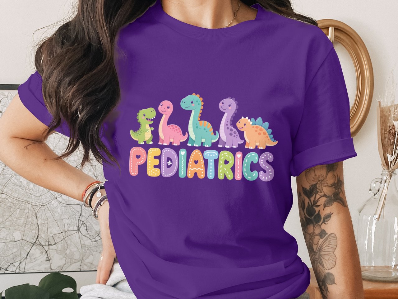 Pediatrics Dinosaurs Nurse T-Shirt: Cute Peds Crew Appreciation Tee