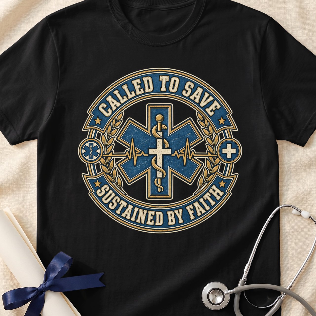 Called to Save Sustained by Faith Tee