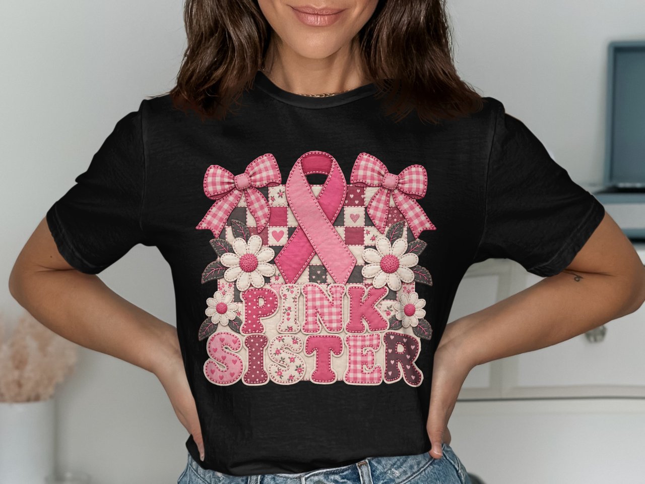 Faux Patchwork Pink Sister Tee