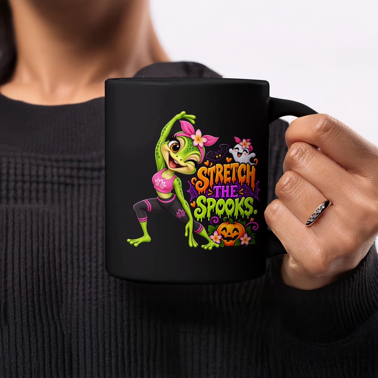 Stretch The Spooks Frog Mug