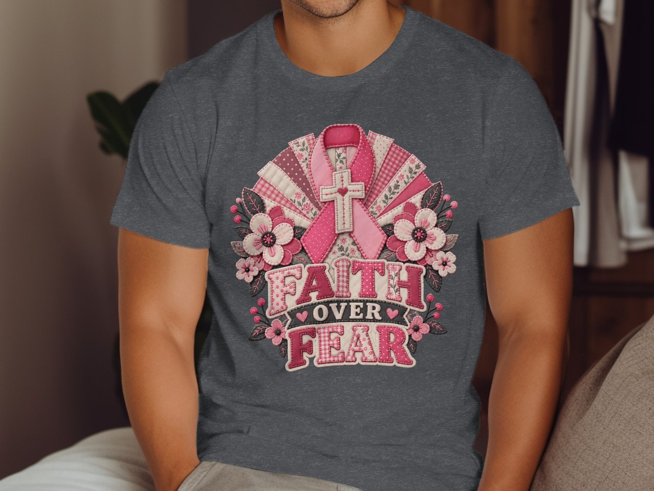 Faith Over Fear Faux Patchwork Tee