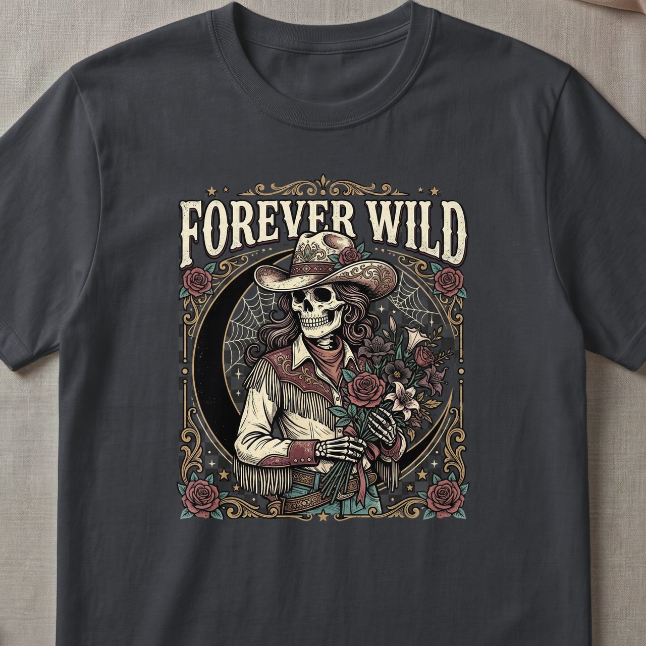 Forever Wild Skeleton Cowgirl Tee