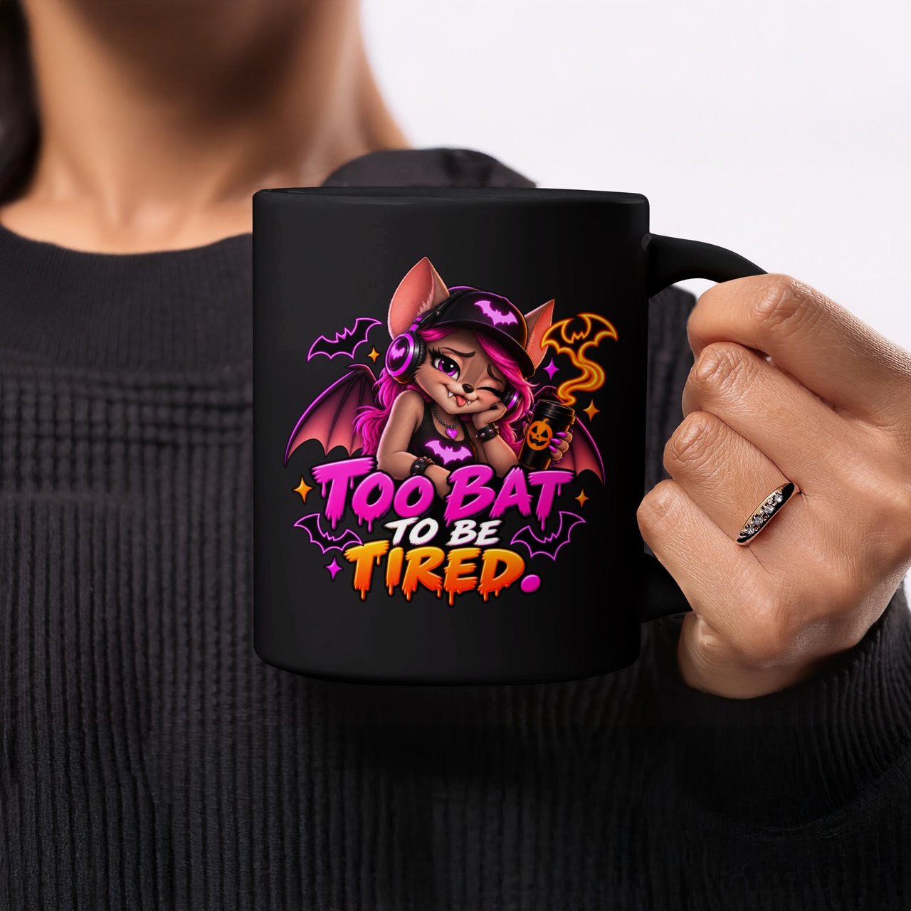Too Bat To Be Tired Mug