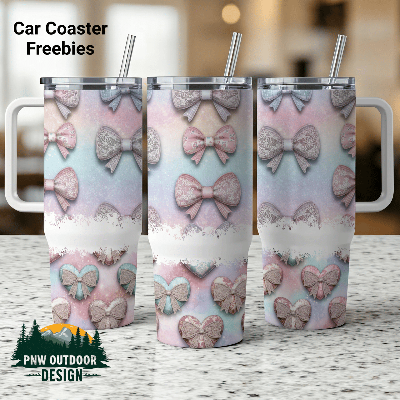 Bow Tumbler Wrap, 40oz Tumbler Sublimation, Seamless Tapered Design, Distressed Digital Download, Pastel Bows, Girly Bows, Cute Bows