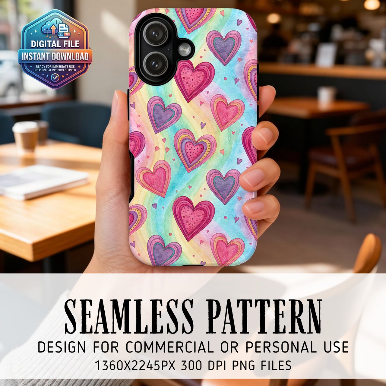 Pastel Watercolor Hearts Digital Art