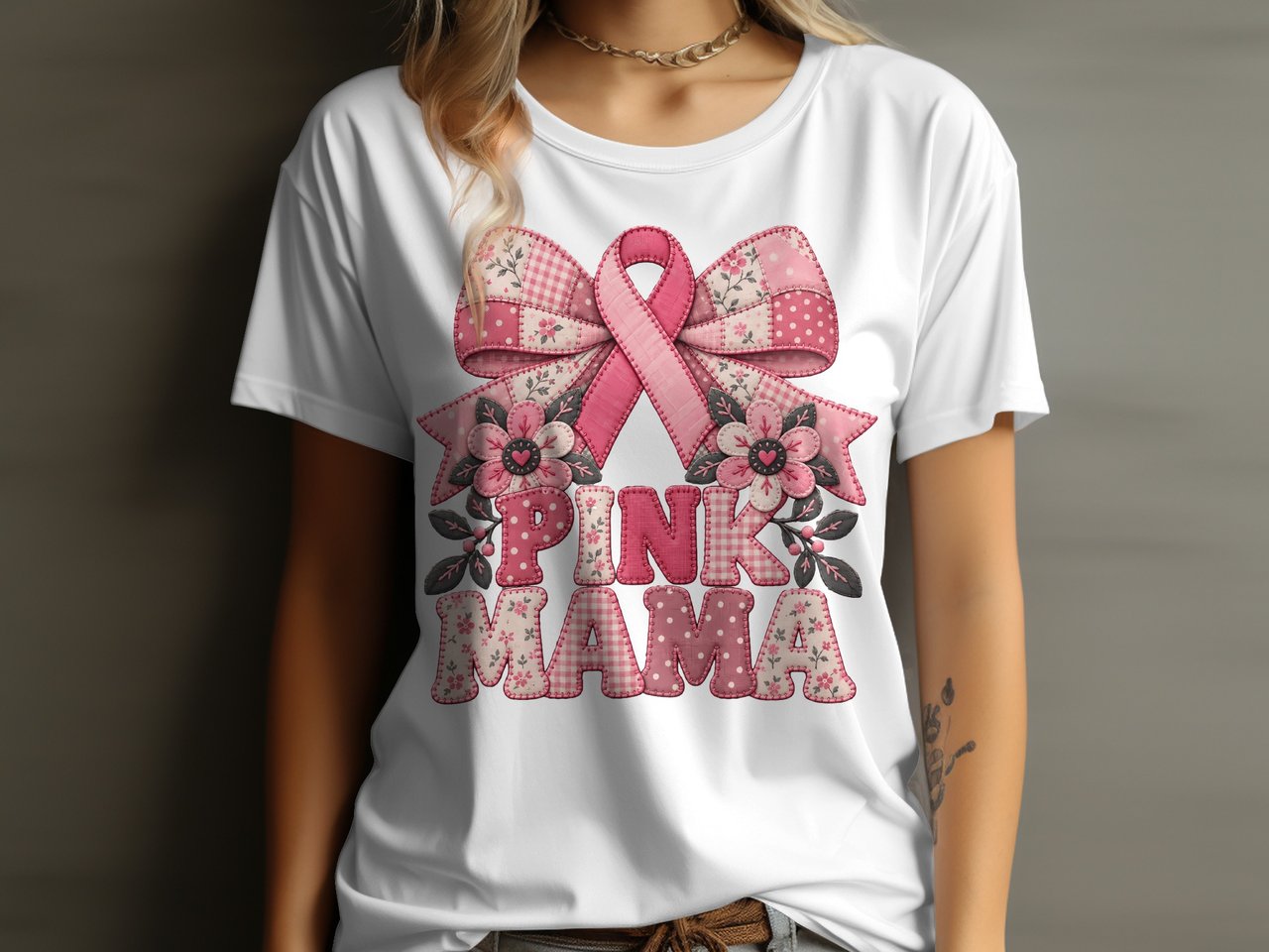 Pink Mama Patchwork Ribbon Tee