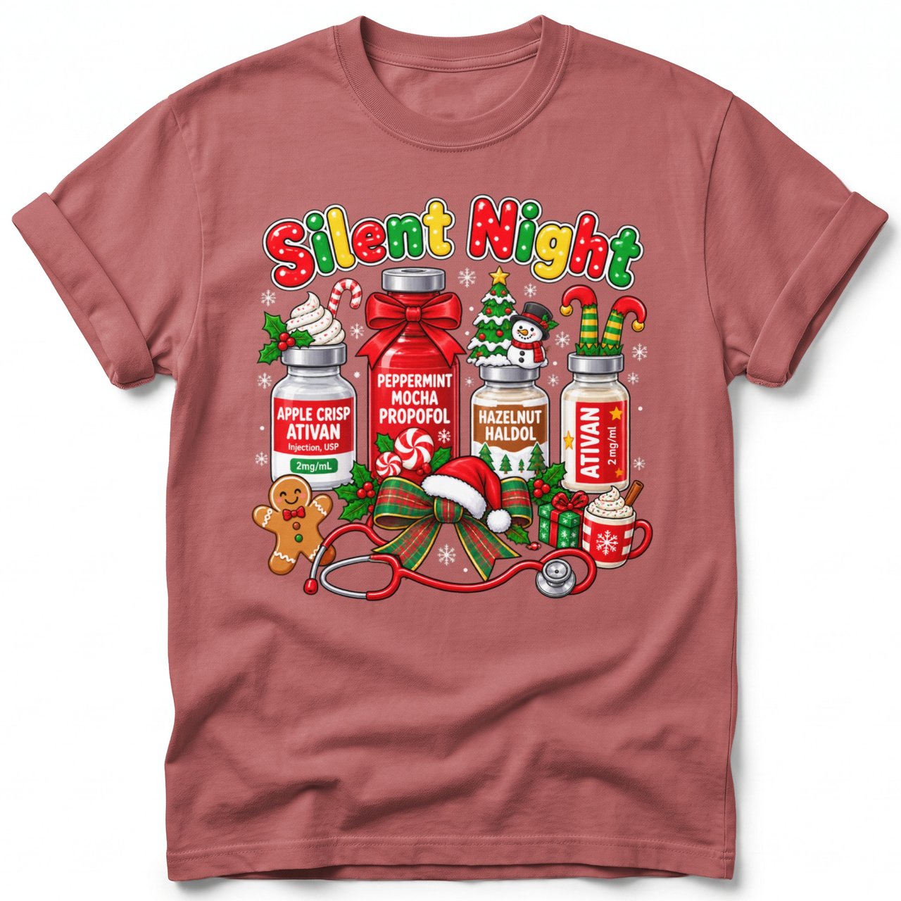 Silent Night Nurse Christmas Tee