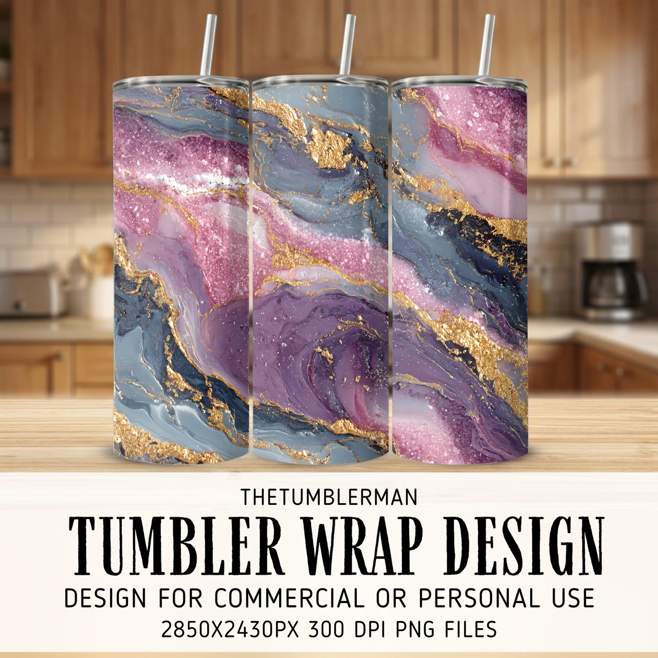 20 oz Skinny Tumbler Wrap, Geode Sublimation Design, Straight and Tapered, Digital Download, Tumbler, Glittering Gold Veins, Resin Art