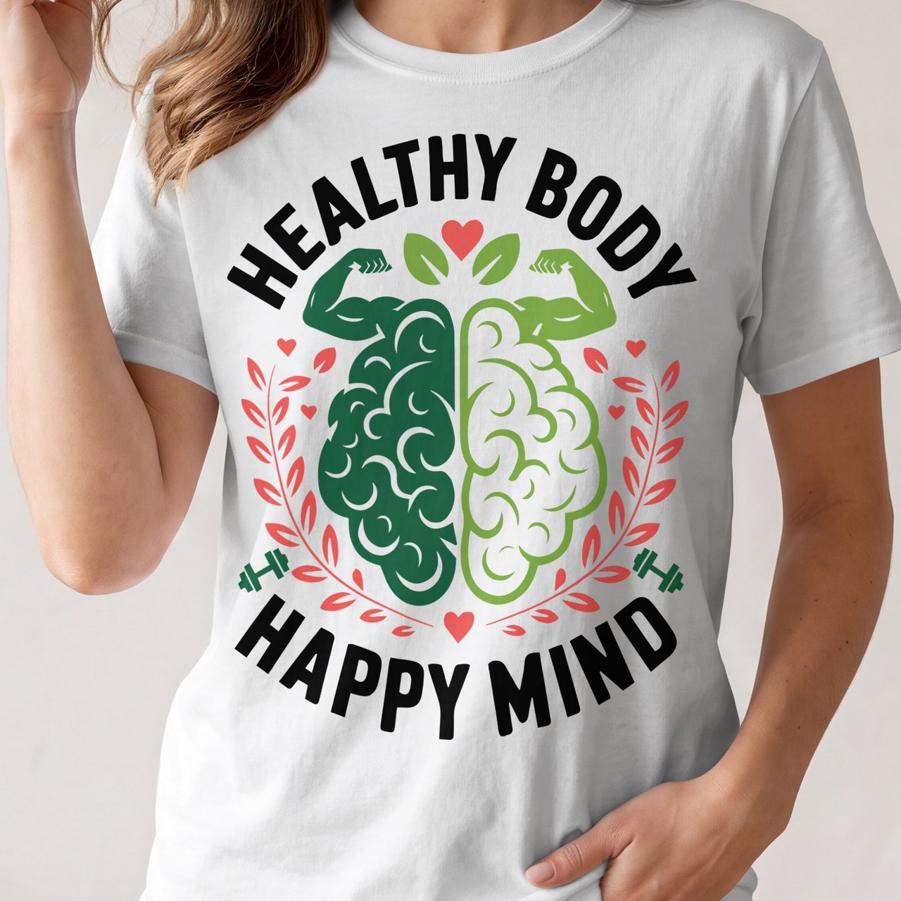 Healthy Body Happy Mind Shirt, Mental Health Sweatshirt, Fitness Motivation Graphic Tee, Gym Workout Top, Wellness Gift for Her Him
