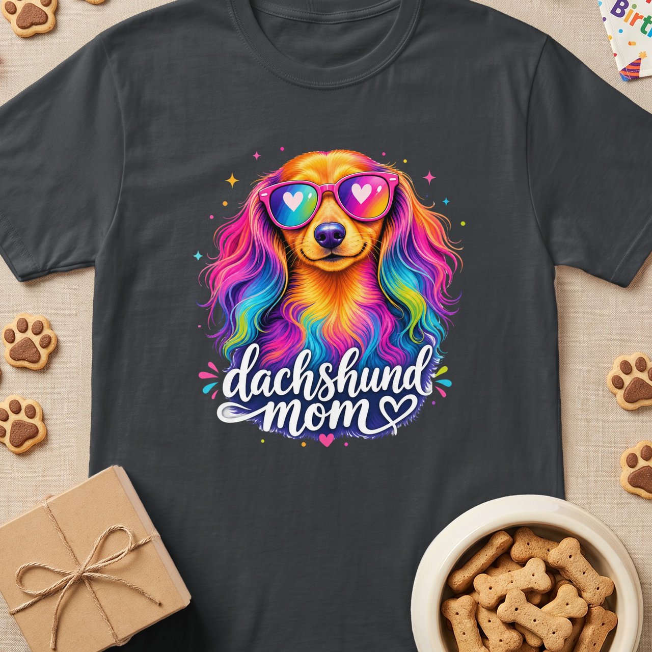 Rainbow Doxie Mom Tee