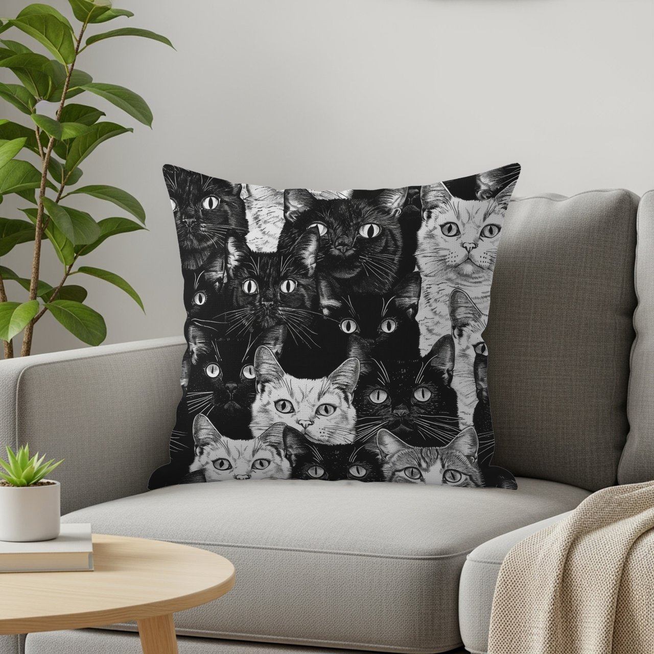 Black and White Cat Blanket, Gift for Cat Lovers, Cat Decor Cozy Throw