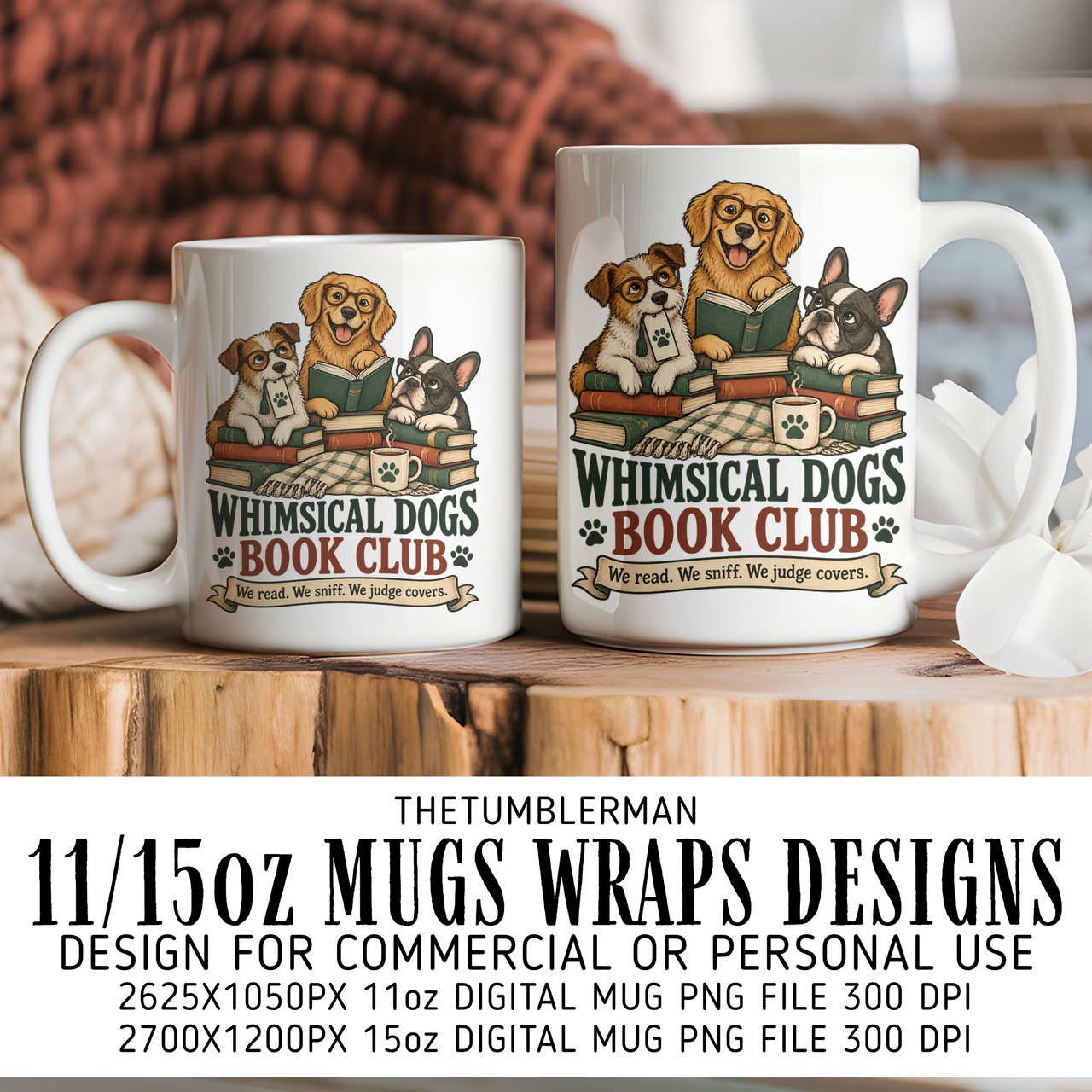 Dogs Book Club Digital Mug Wrap