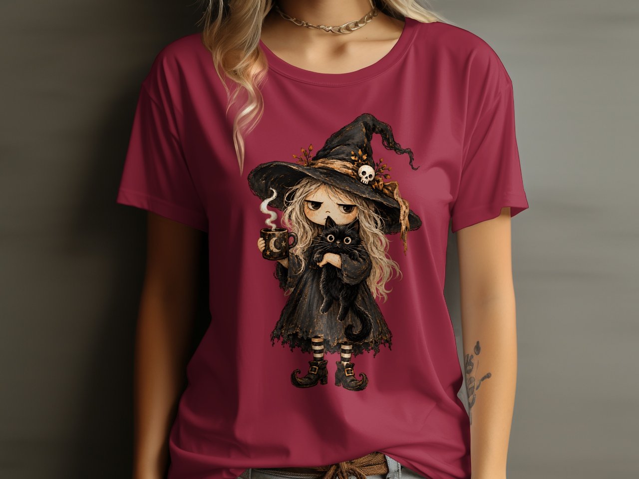 Moody Witch with Black Cat Tee