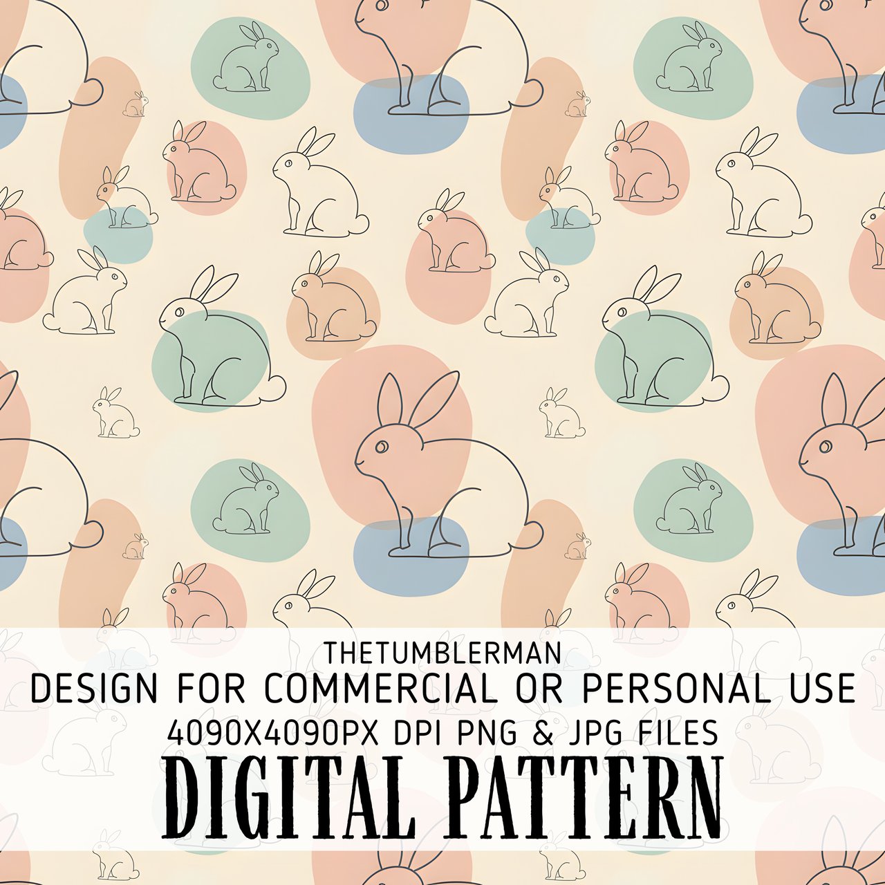 Digital, Digital Pattern, Bunny Digital Pattern, Rabbit Digital Bundle, Bunny Fabric Pattern, Bunny Background, Rabbit Background, Cute
