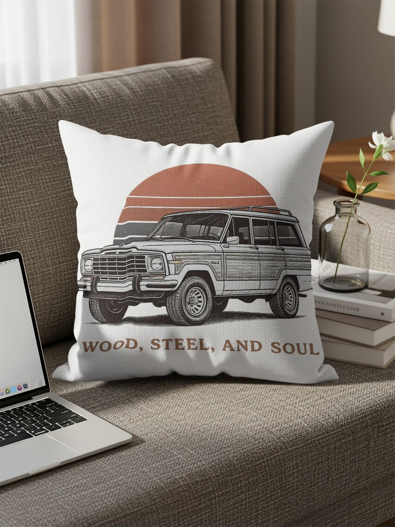 Grand Wagoneer Pillows, Woodie SUV Pillow Cases, Retro Car Home Decor, Waggy Art Pillows, Grand Wagoneer Gift
