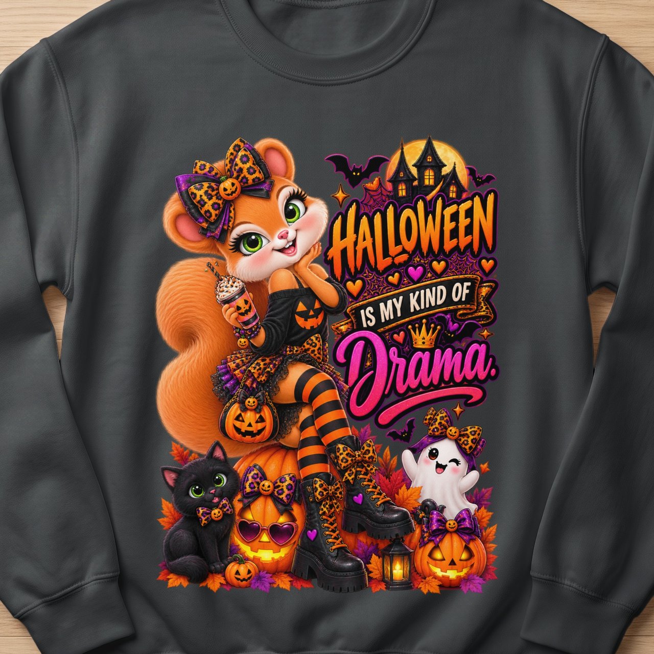Halloween Drama Sally the Squirrel Sweatshirt