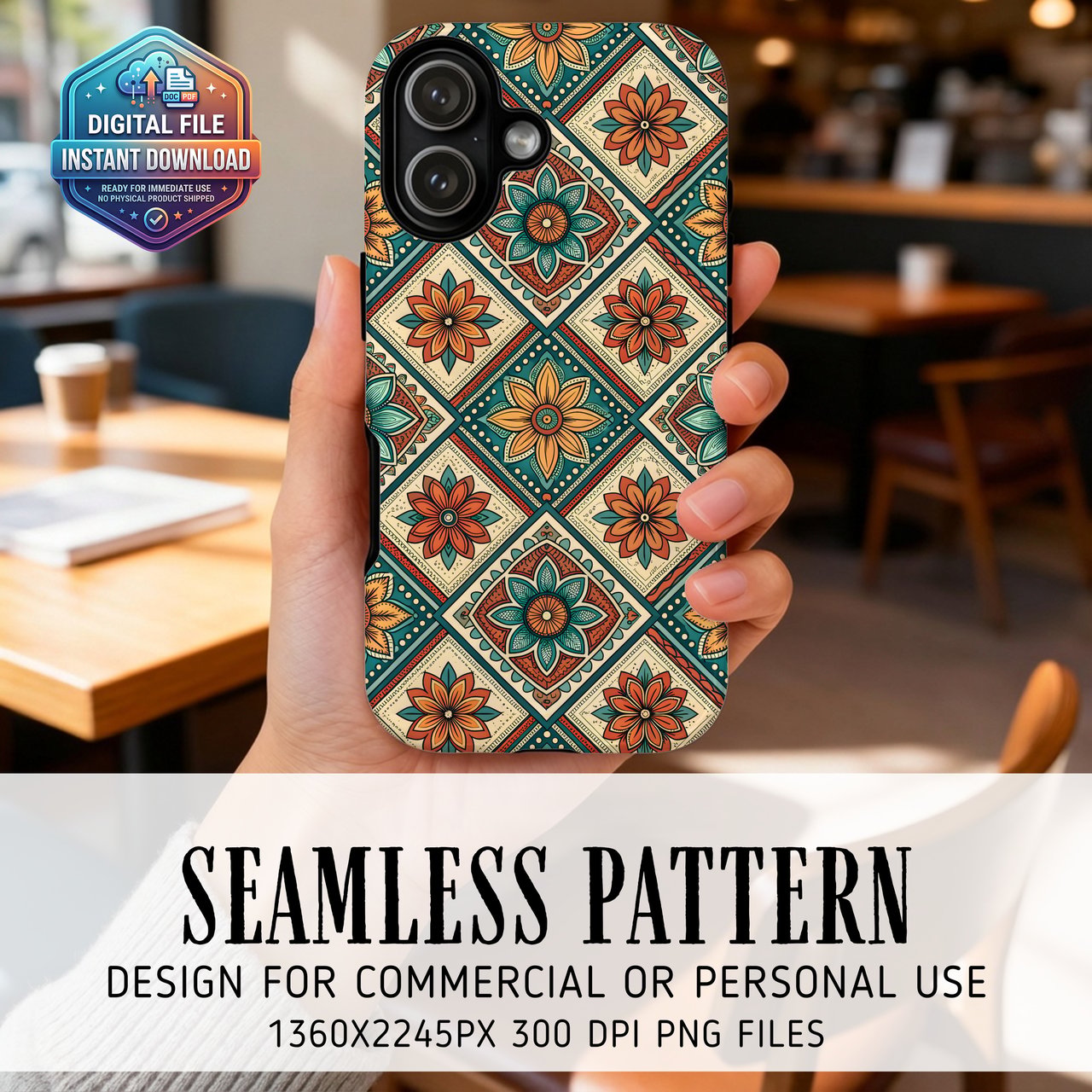 Boho Mandala Tile Digital Download